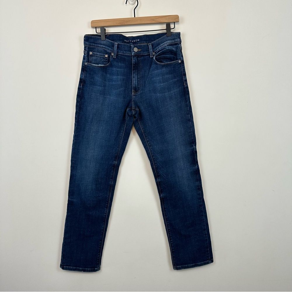 Mott & Bow Slim Straight Dark Wash Denim Jean, 32/30